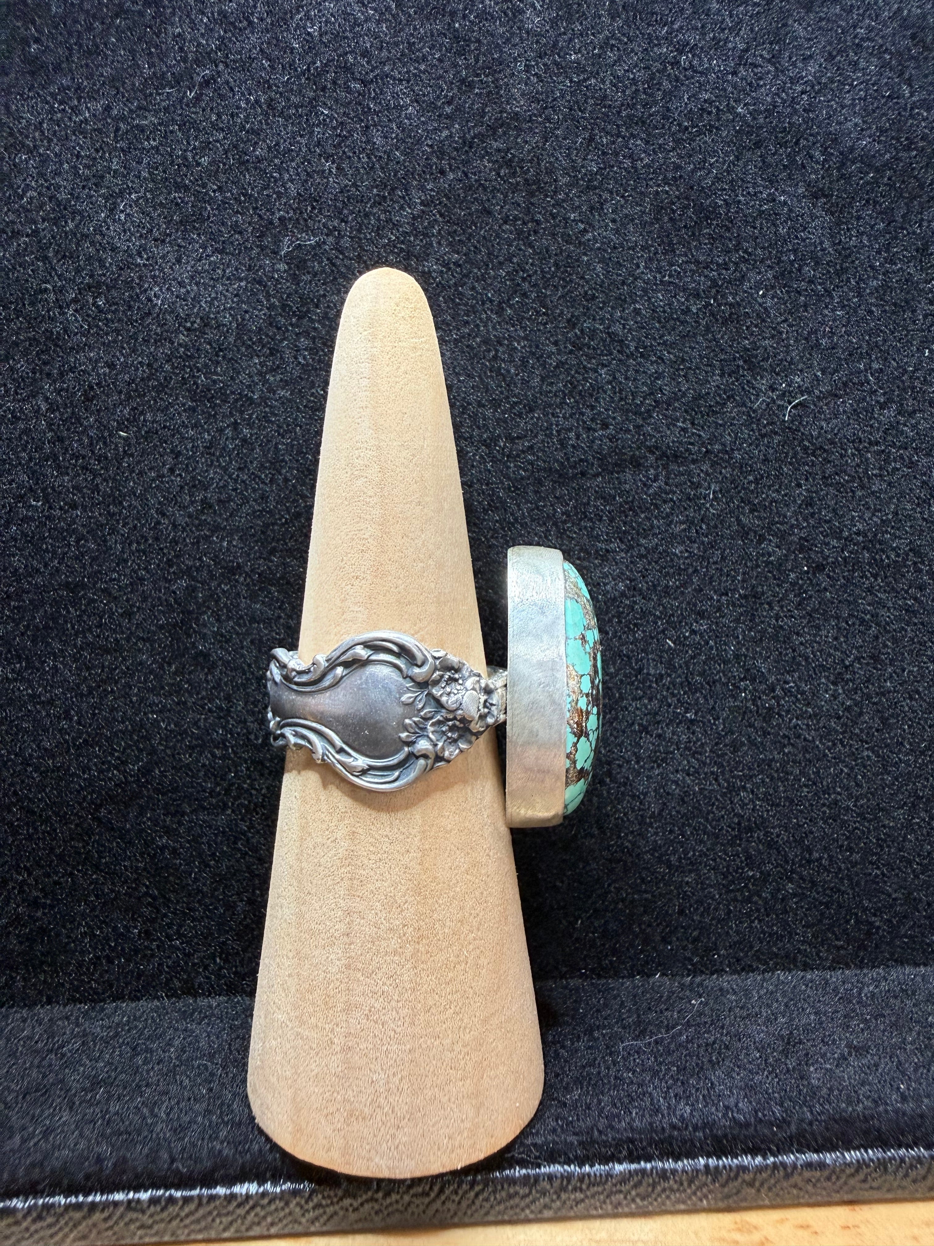 Starfox Turquoise Oval Sterling Silver Spoon Ring