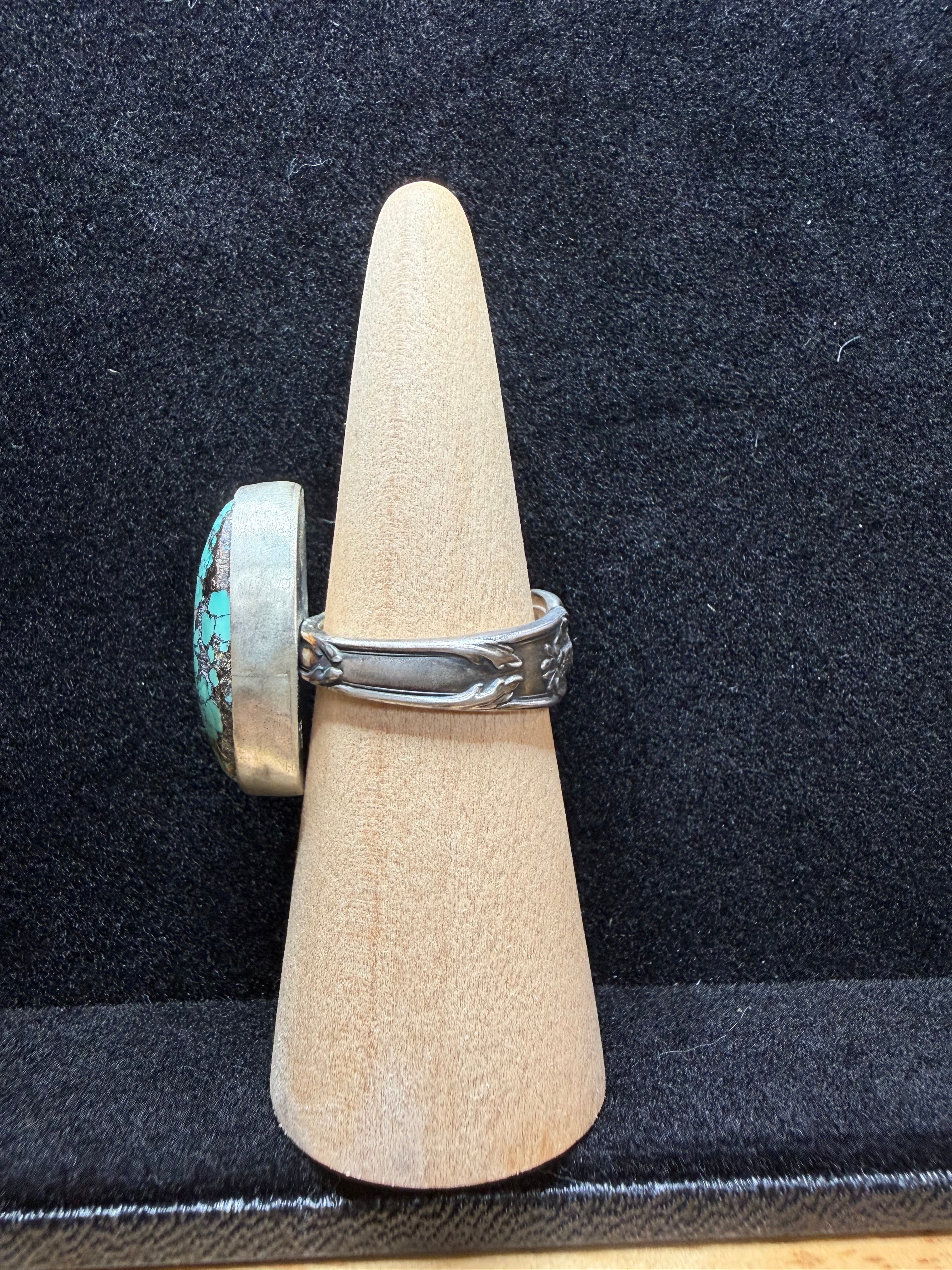 Starfox Turquoise Oval Sterling Silver Spoon Ring