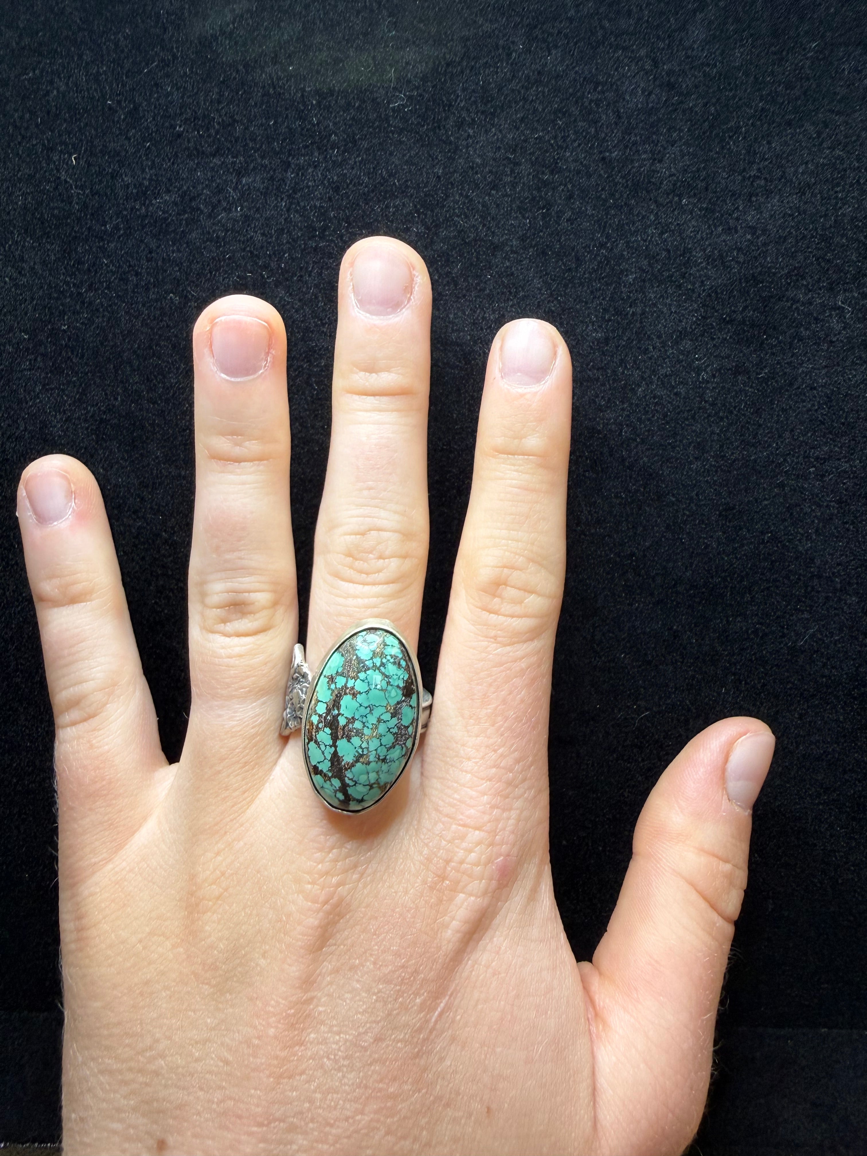 Starfox Turquoise Oval Sterling Silver Spoon Ring