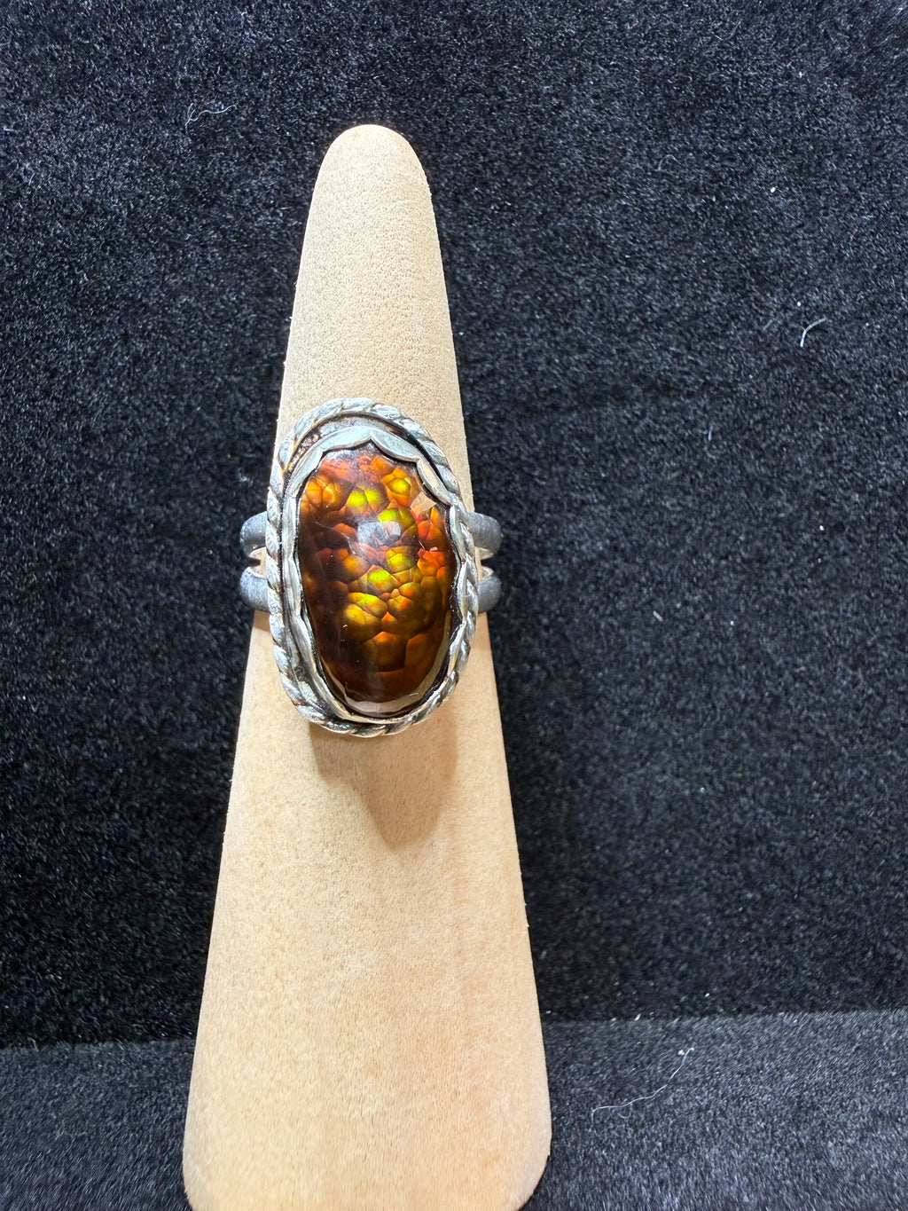 Fire Agate Sterling Silver Ring