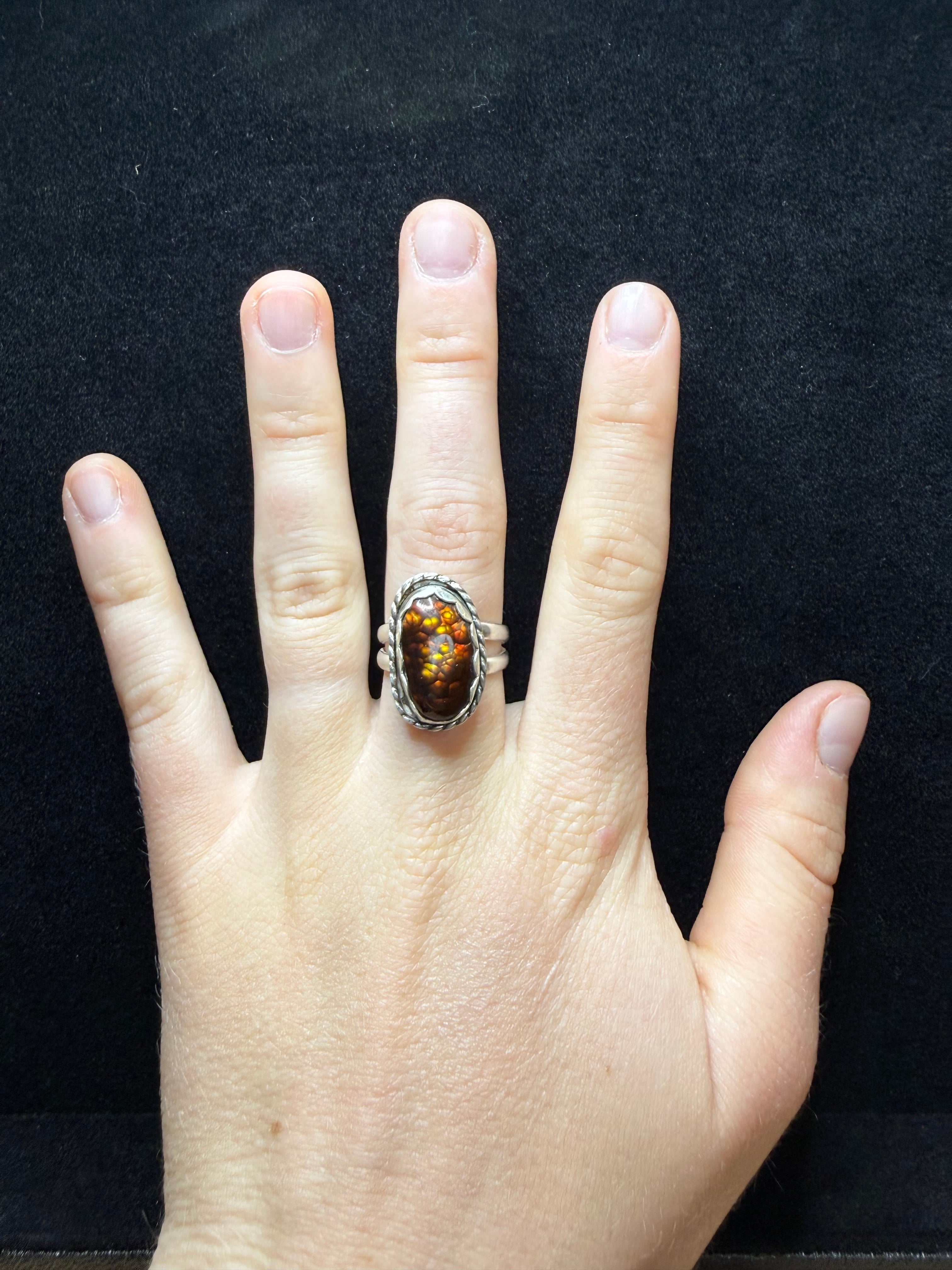 Fire Agate Sterling Silver Ring