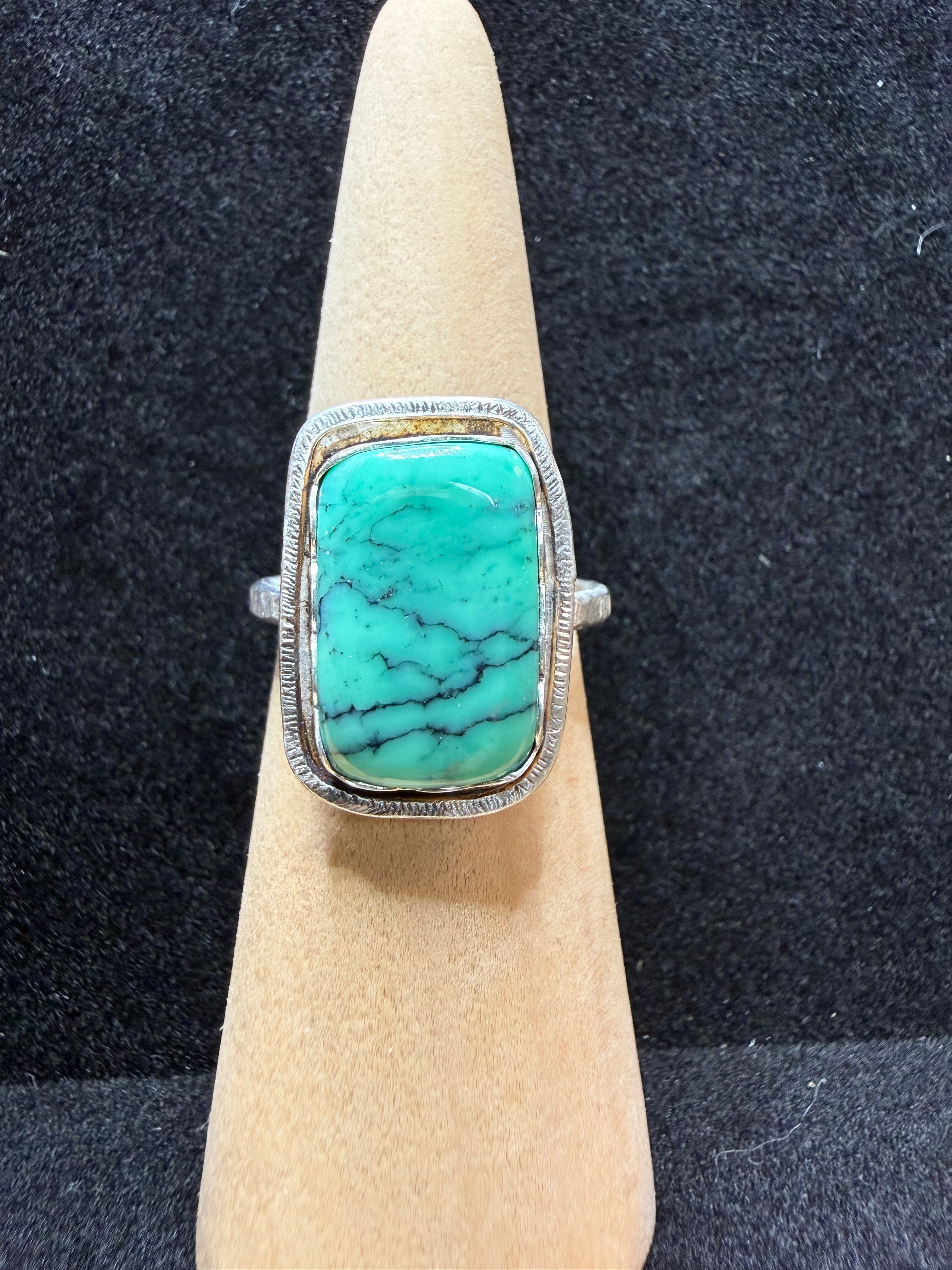 Kushk Variscite Square Sterling Silver Ring