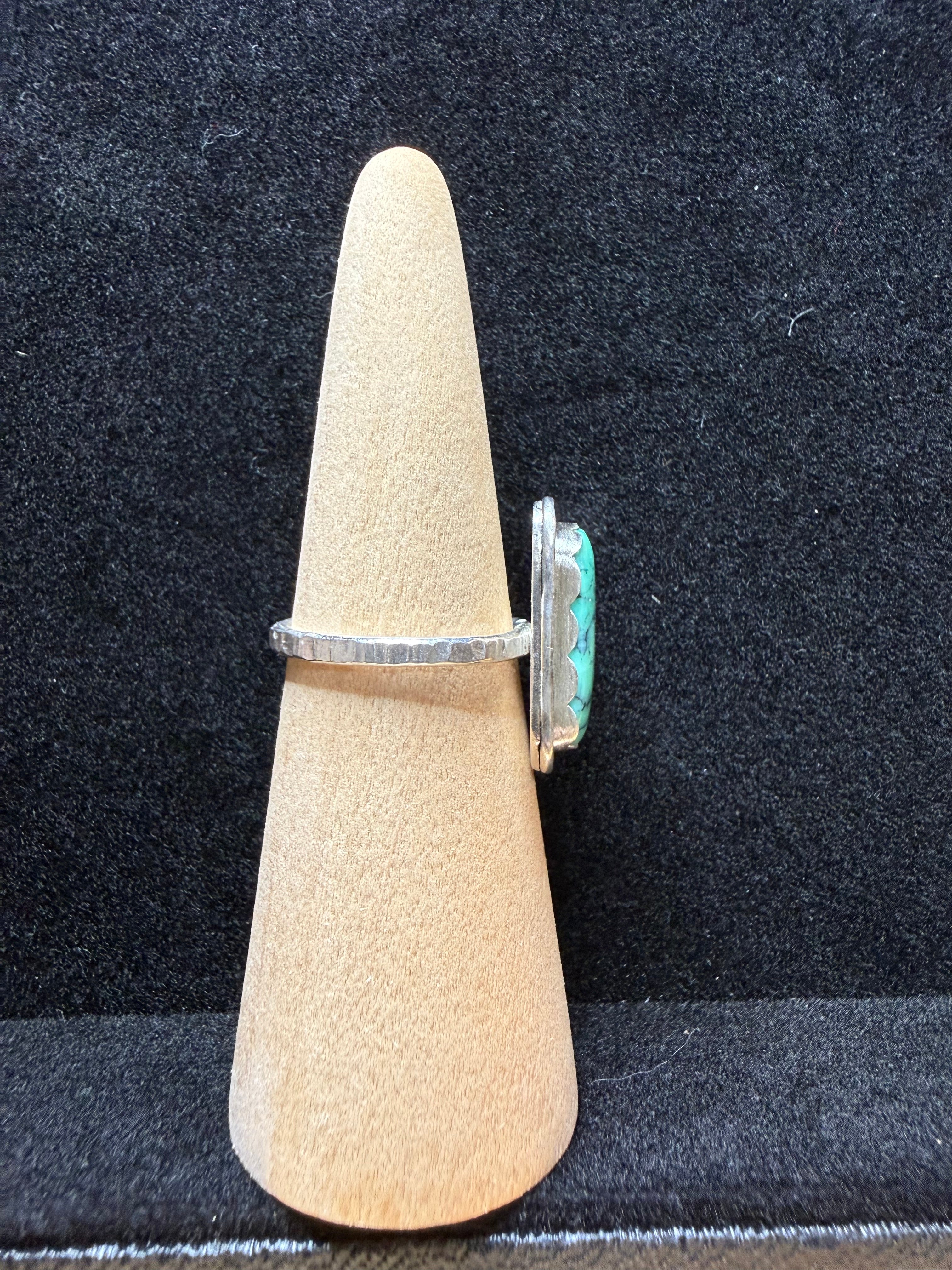 Kushk Variscite Square Sterling Silver Ring