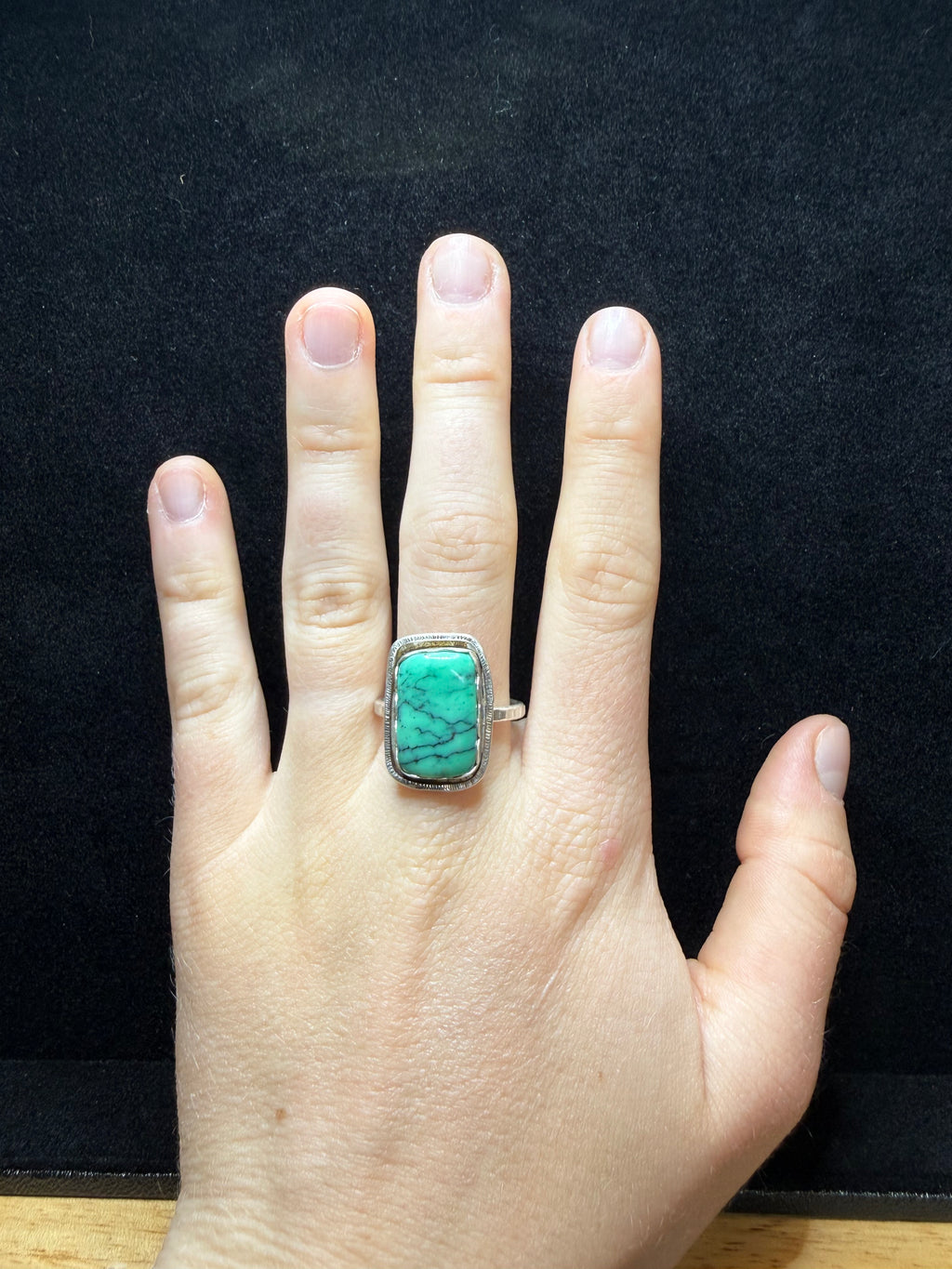 Kushk Variscite Square Sterling Silver Ring