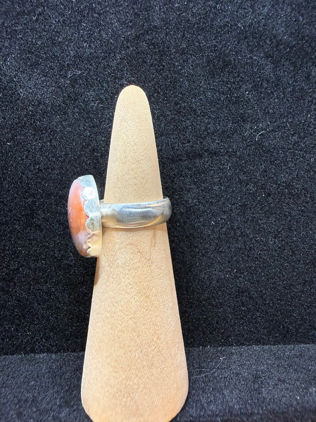 Fossilized Coral Circular Sterling Silver Ring