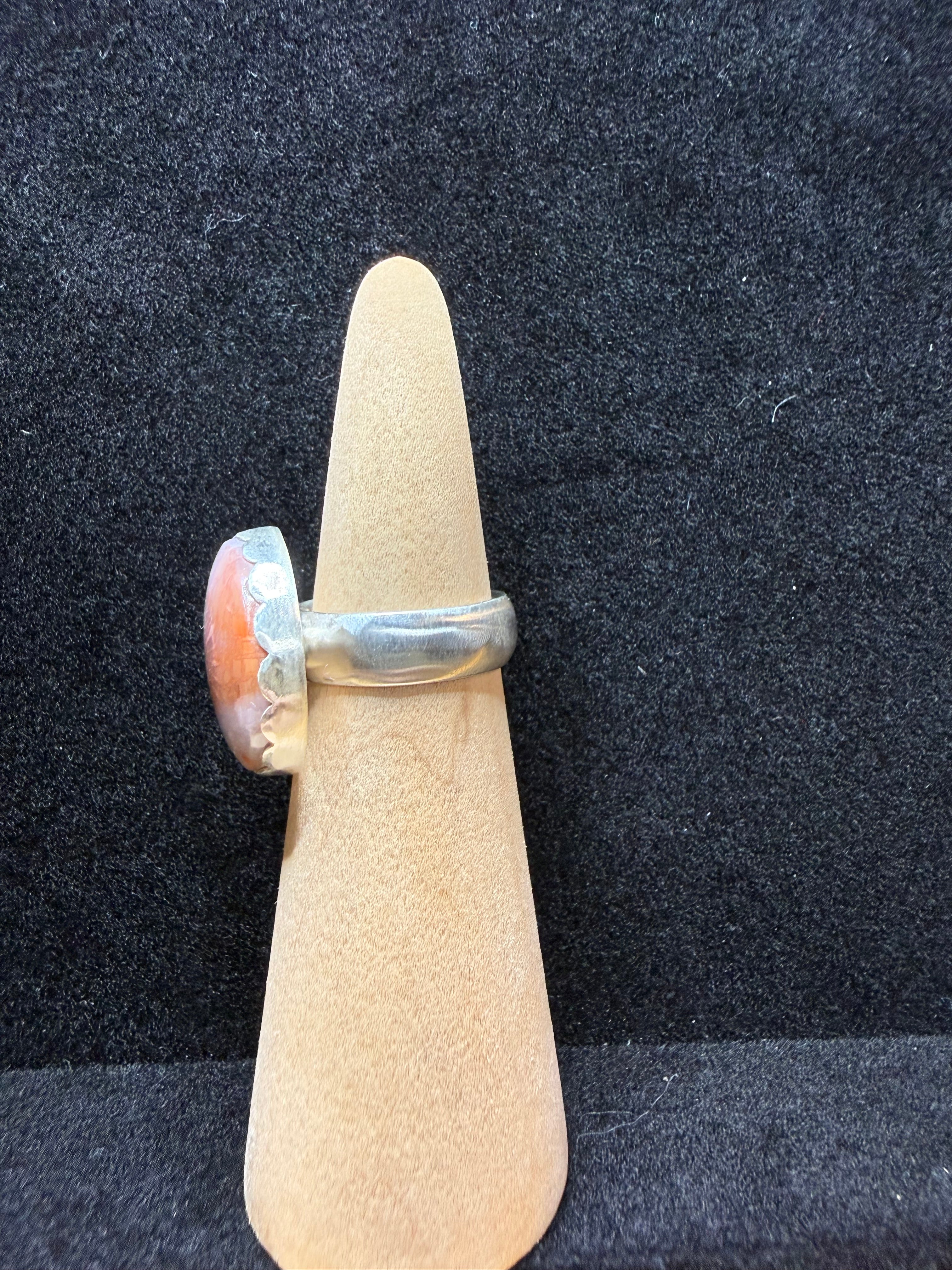 Fossilized Coral Circular Sterling Silver Ring
