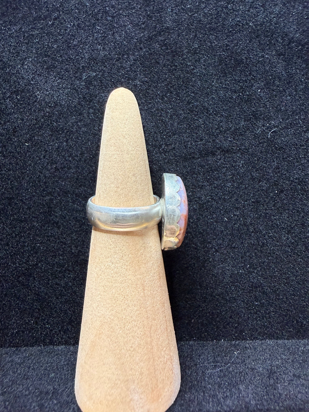Fossilized Coral Circular Sterling Silver Ring