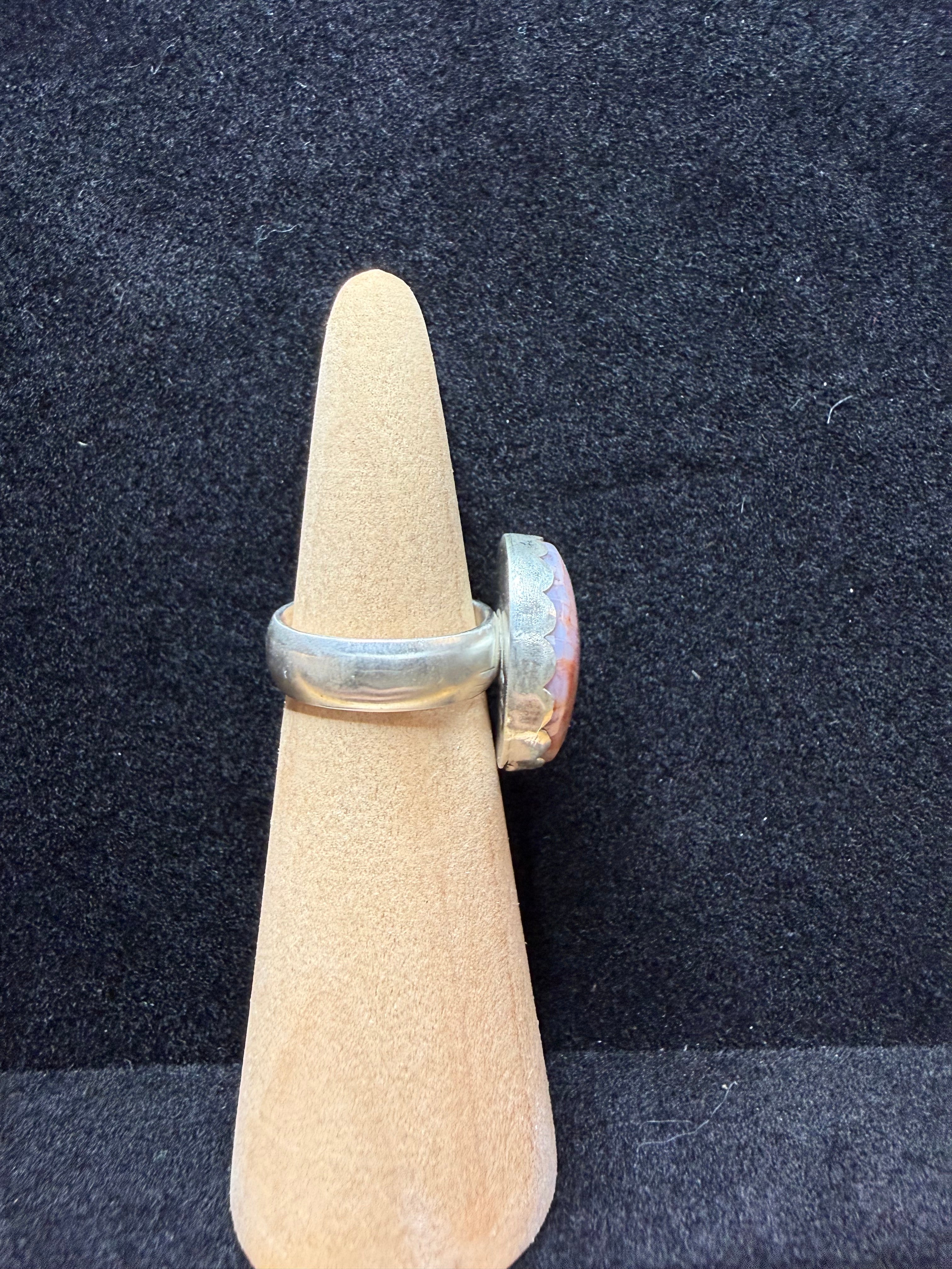 Fossilized Coral Circular Sterling Silver Ring