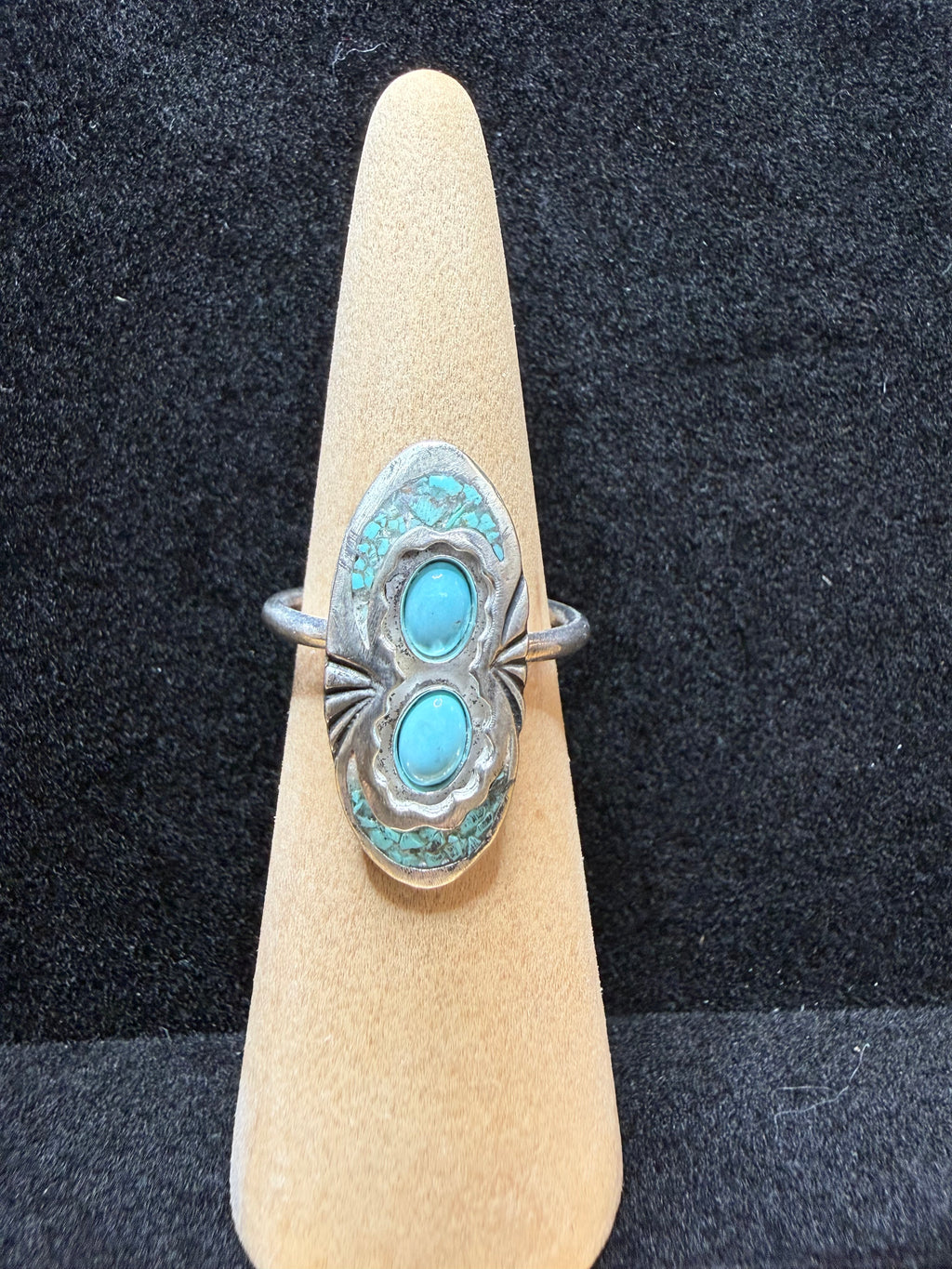 Inlay Turquoise Oval Sterling Silver Ring