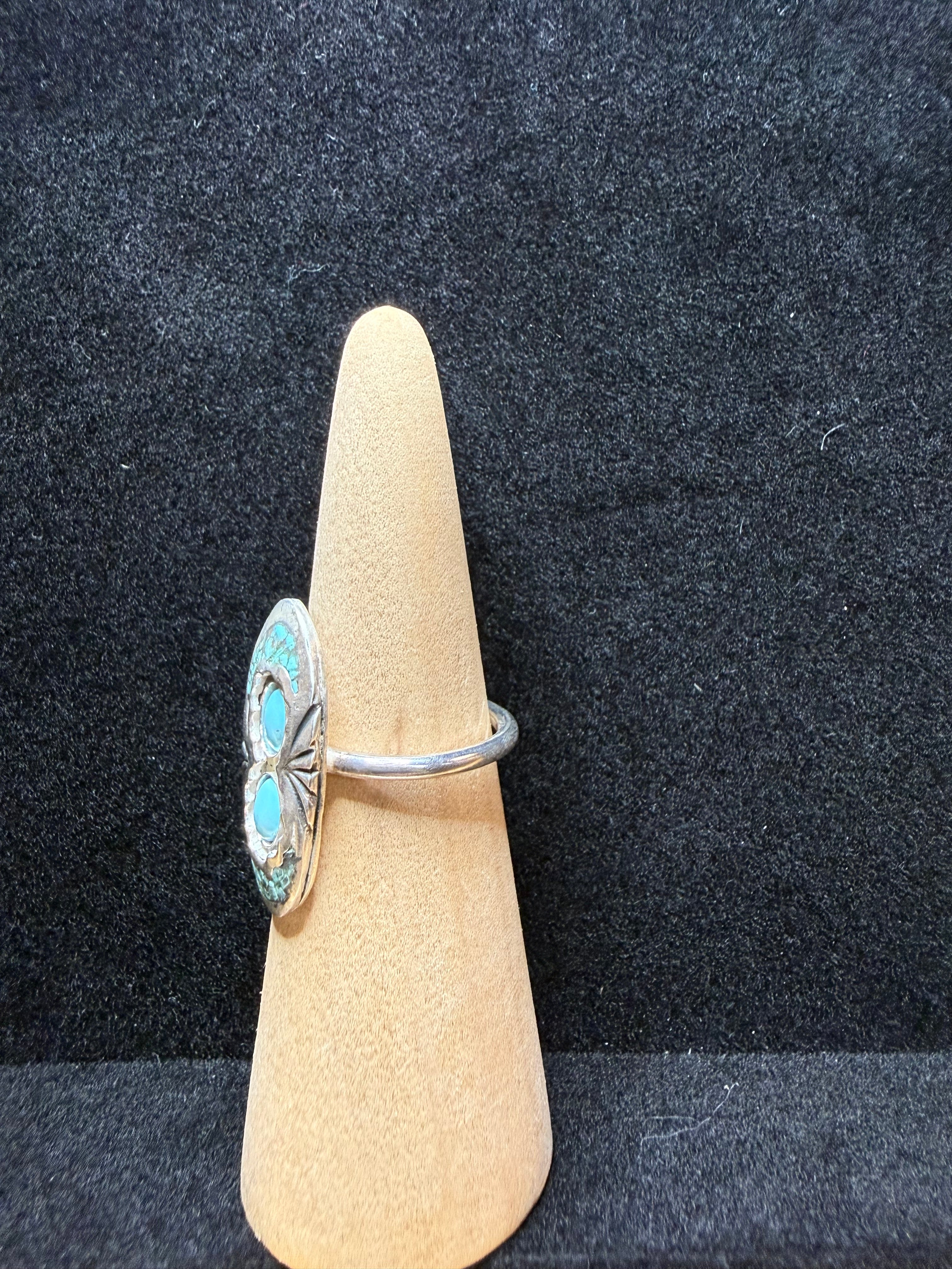 Inlay Turquoise Oval Sterling Silver Ring