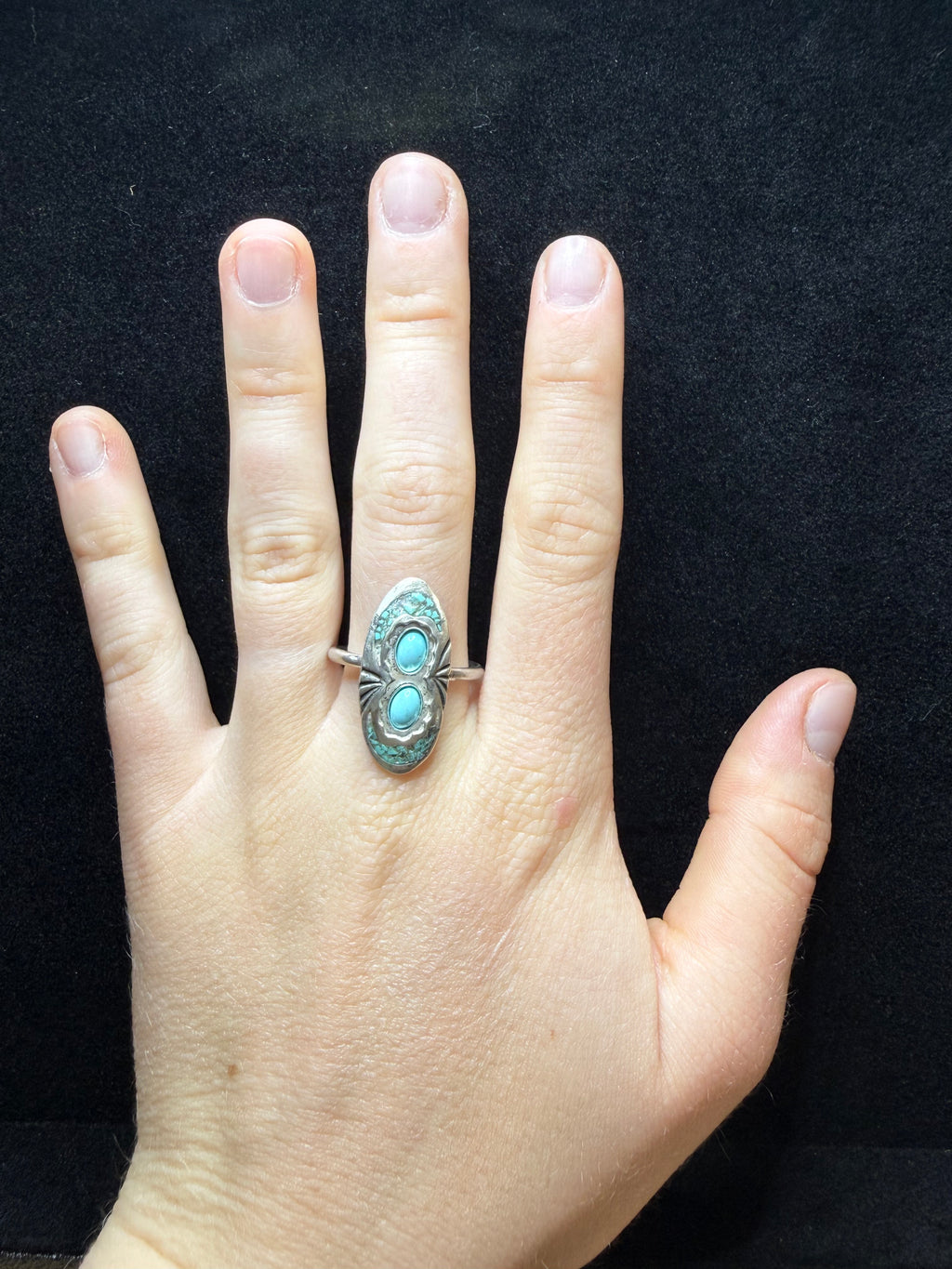Inlay Turquoise Oval Sterling Silver Ring