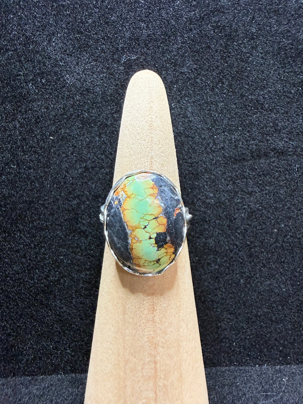 Blackjack Turquoise Adjustable Feather Sterling Silver Ring