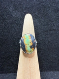 Blackjack Turquoise Adjustable Feather Sterling Silver Ring