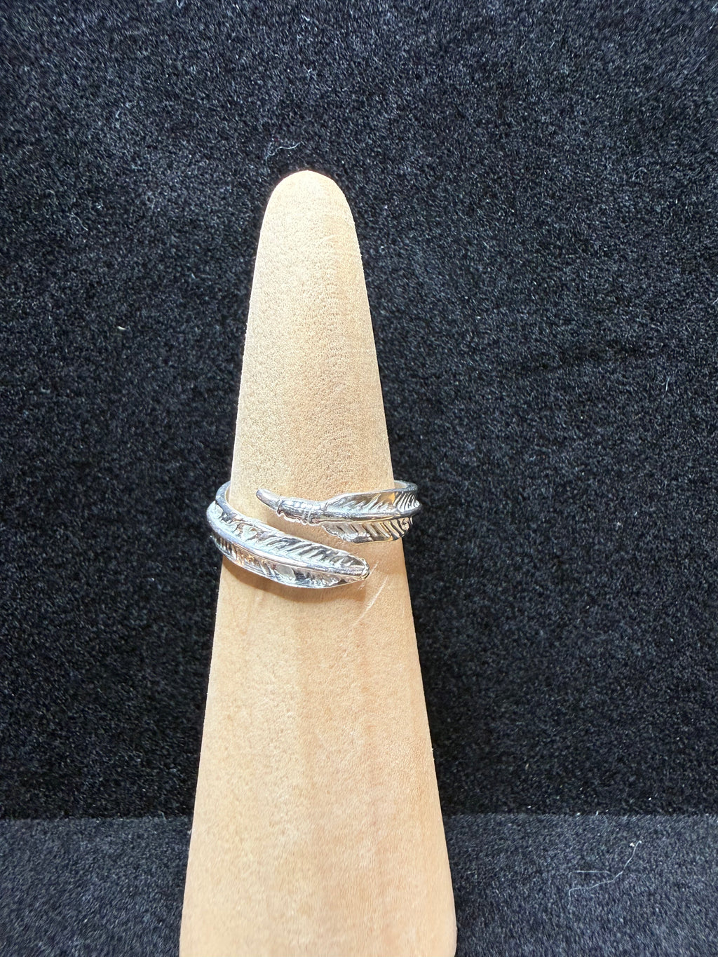 Blackjack Turquoise Adjustable Feather Sterling Silver Ring