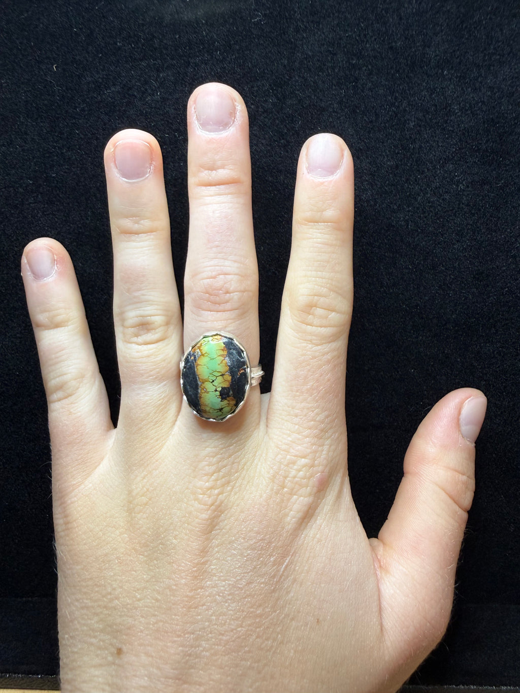 Blackjack Turquoise Adjustable Feather Sterling Silver Ring