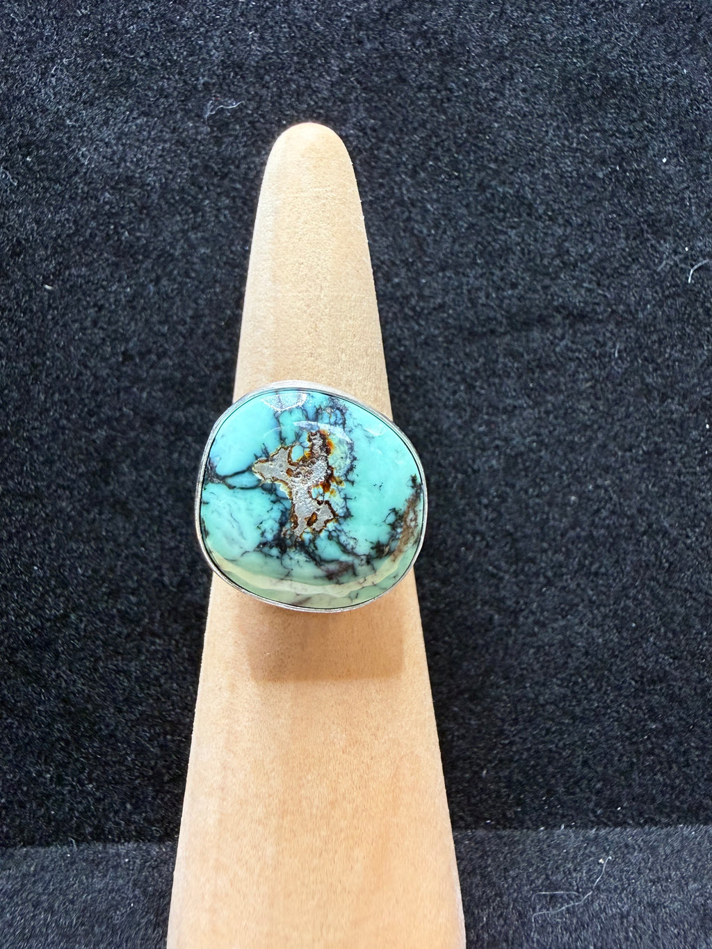 Snowville Variscite Round Sterling Silver Ring