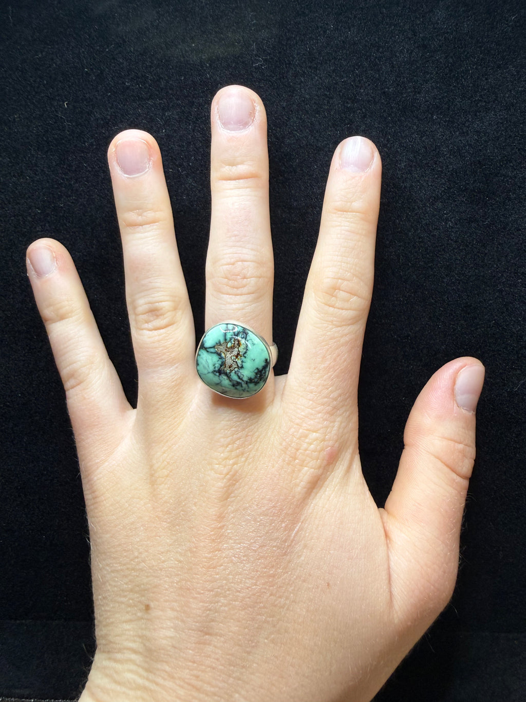 Snowville Variscite Round Sterling Silver Ring