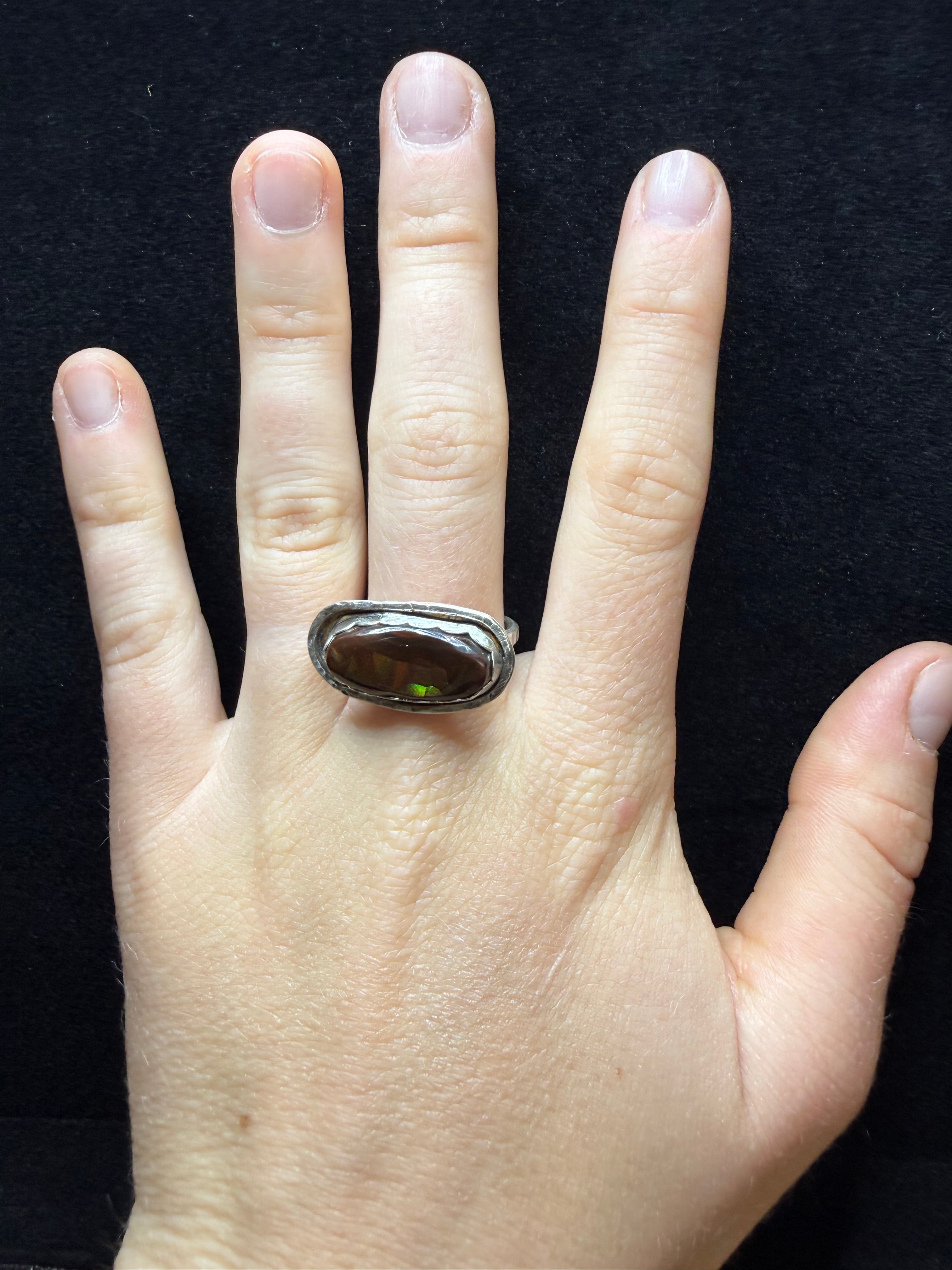 Fire Agate Sterling Silver Ring
