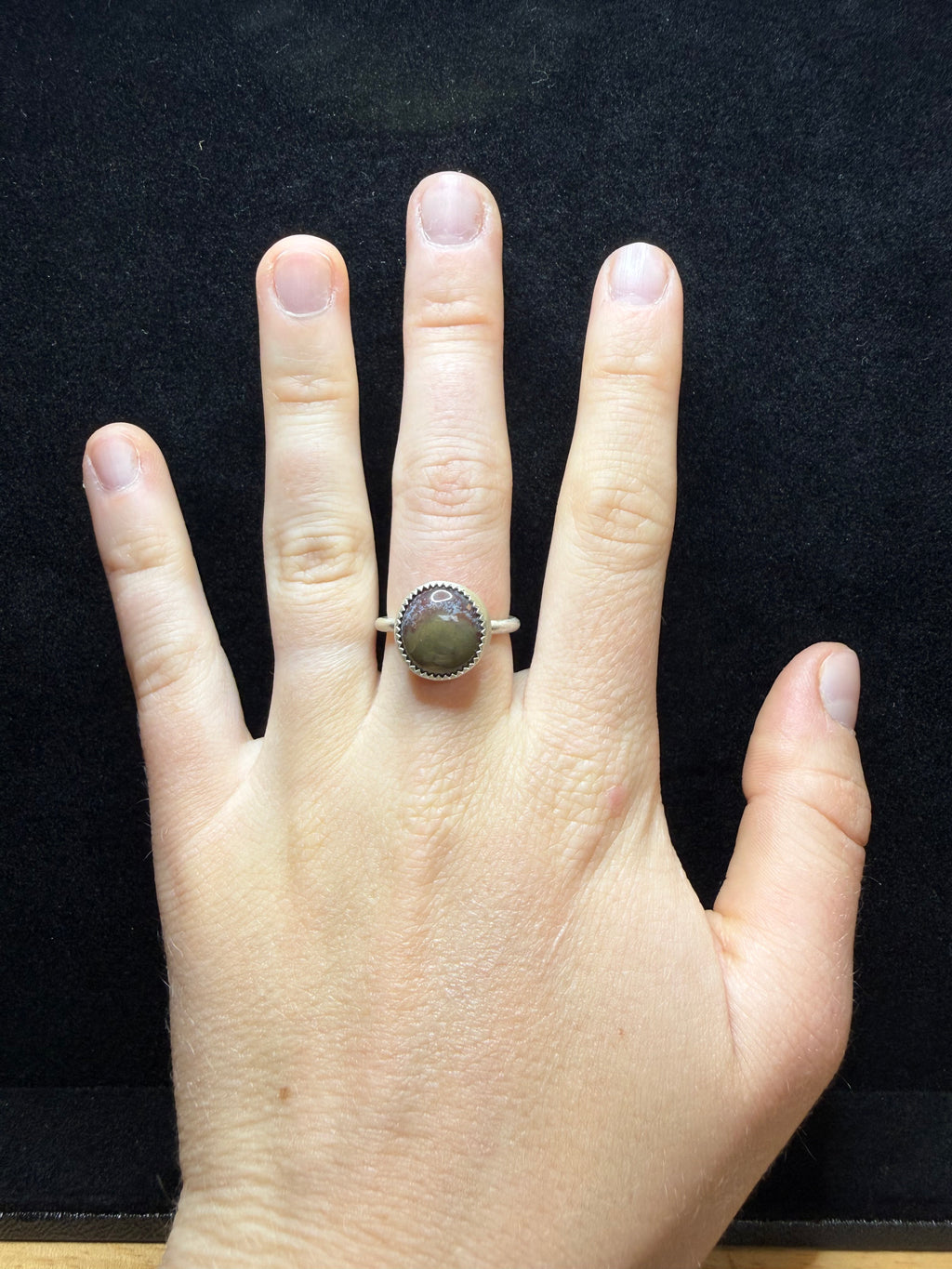 Pacific Ocean Beach Stone Sterling Silver Ring