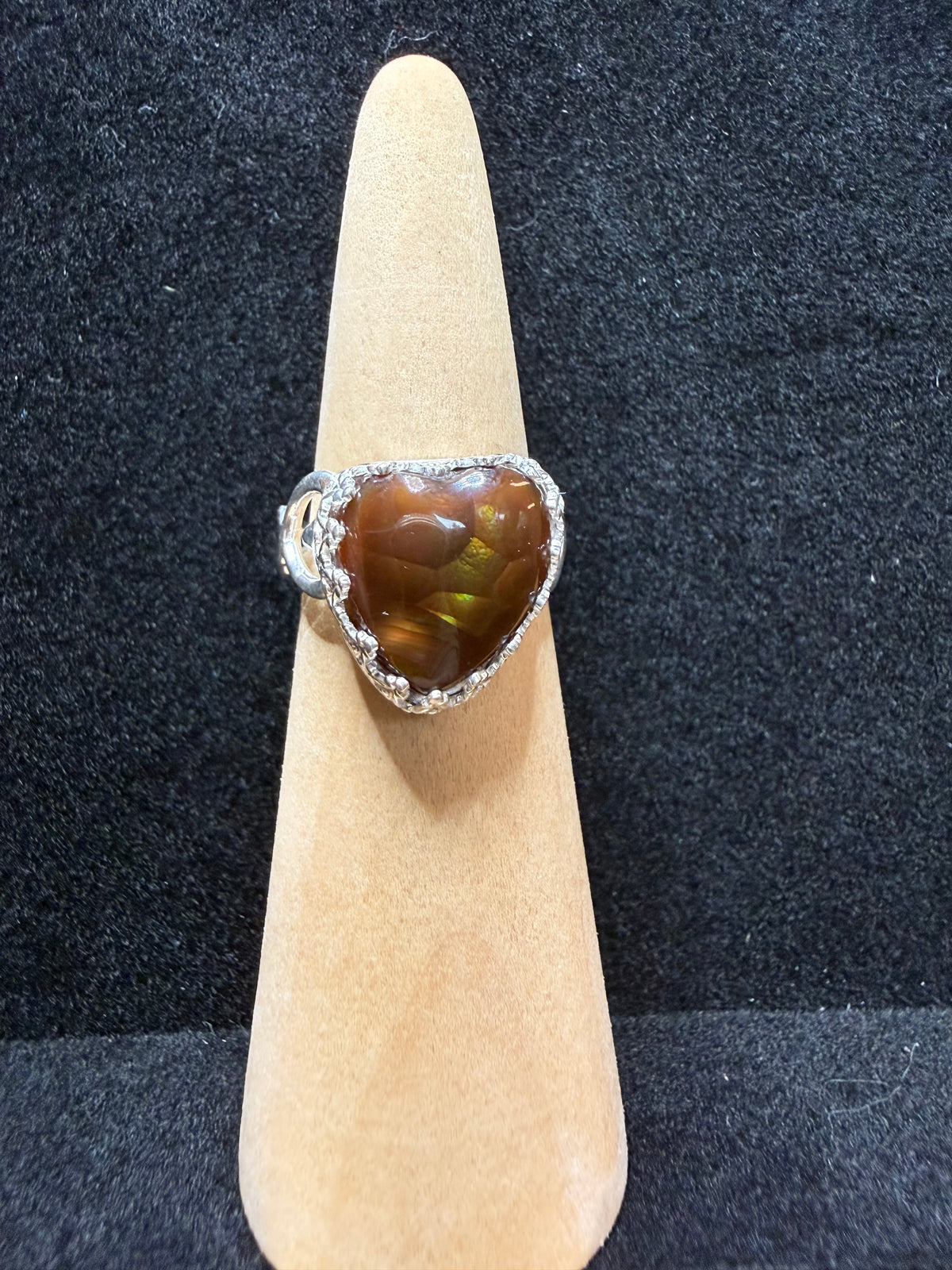 Fire Agate Heart Shaped Ring and Band
