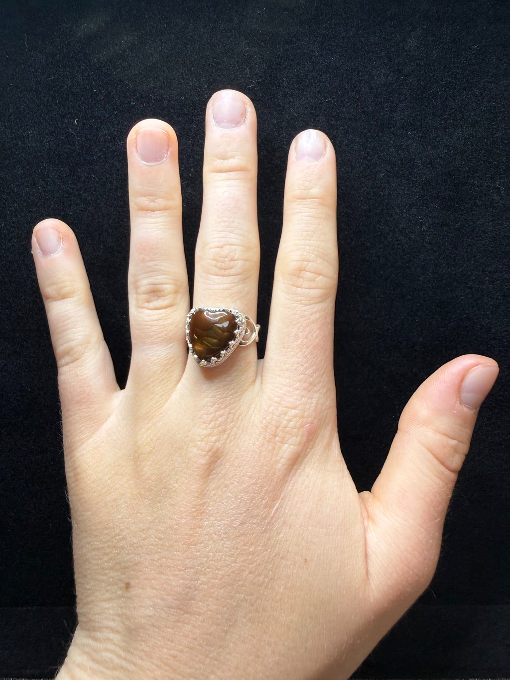 Fire Agate Heart Shaped Ring and Band