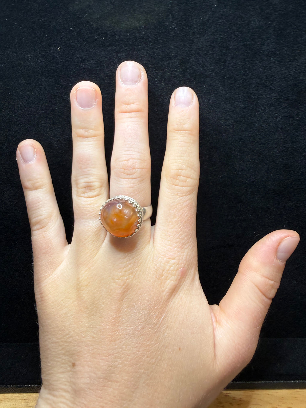 African Agate Sterling Silver Ring