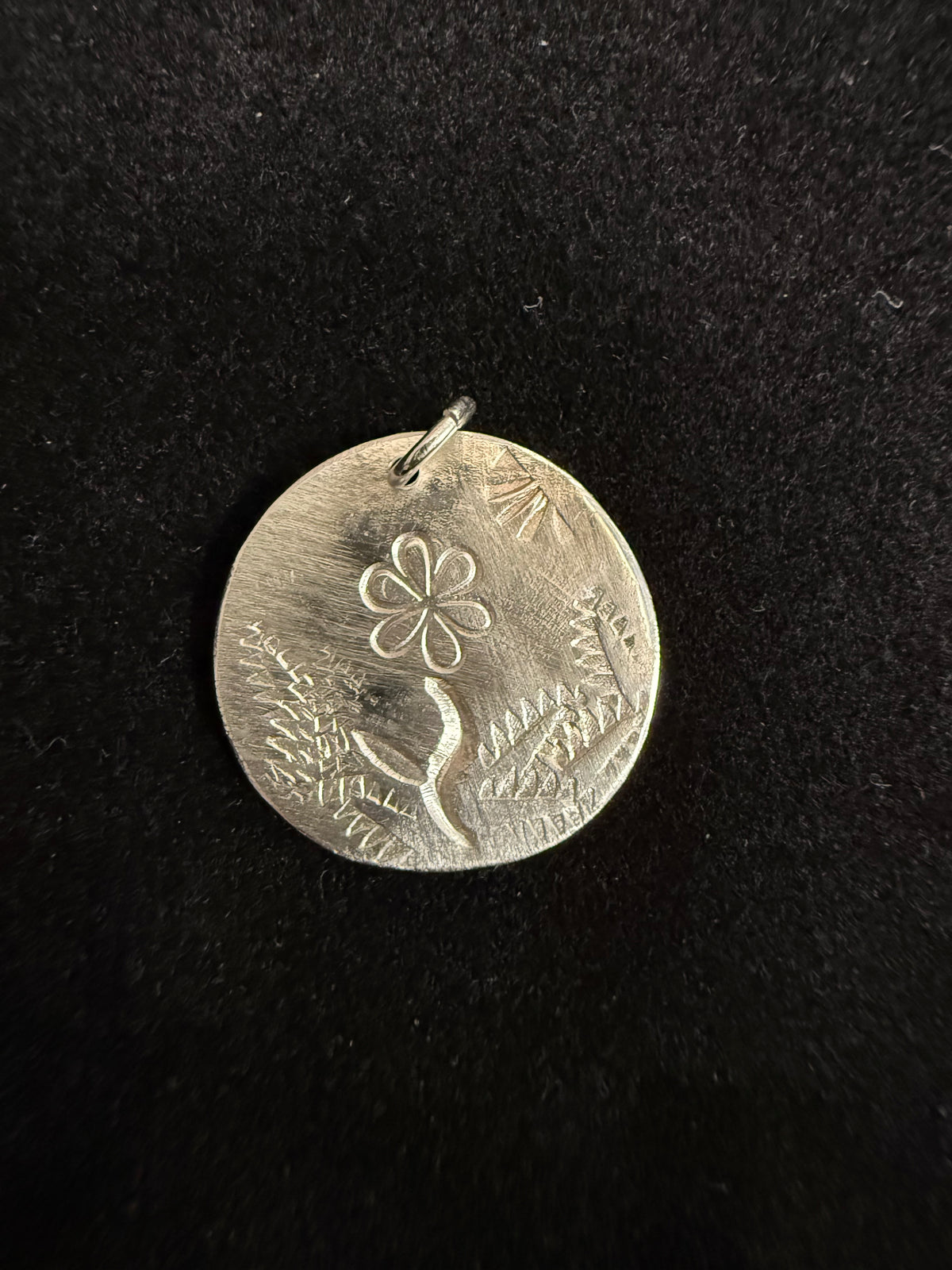 Flower and Fern Stamped Pendant